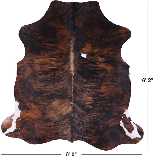 Dark Brindle Natural Cowhide Rug - Medium 6'2