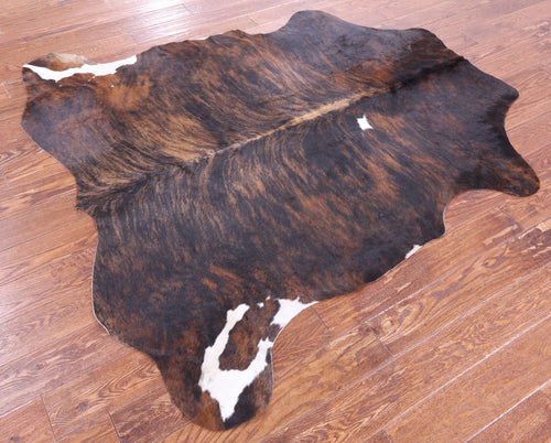 Dark Brindle Natural Cowhide Rug - Medium 6'2