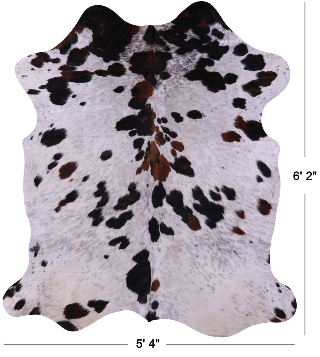 Tricolor Natural Cowhide Rug - Medium 6'2"H x 5'4"W