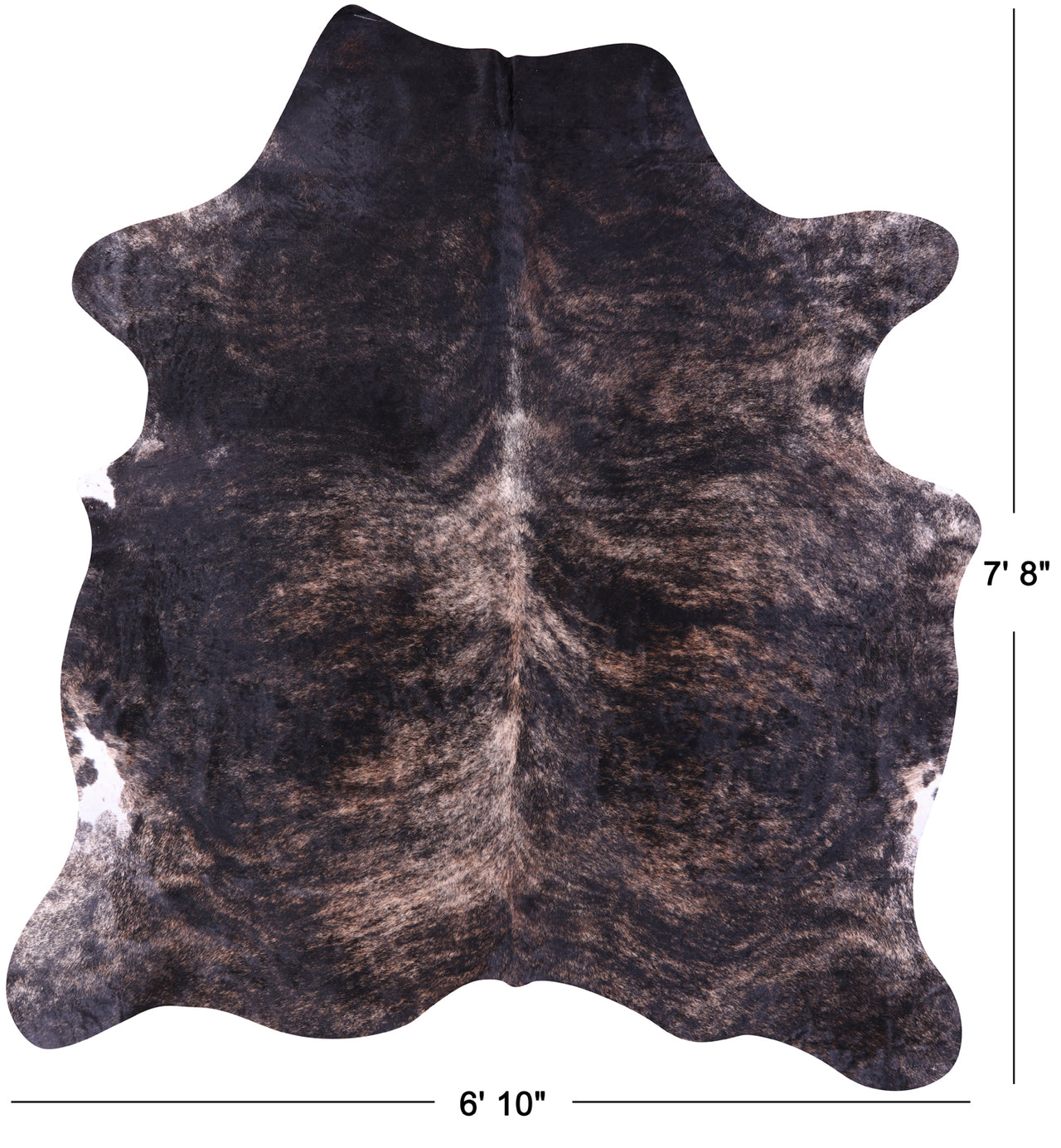 Dark Brindle Natural Cowhide Rug - XX-Large 7'8"H x 6'10"W
