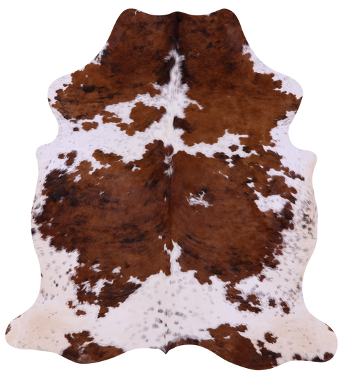Brown & White Natural Cowhide Rug - Large 6'8