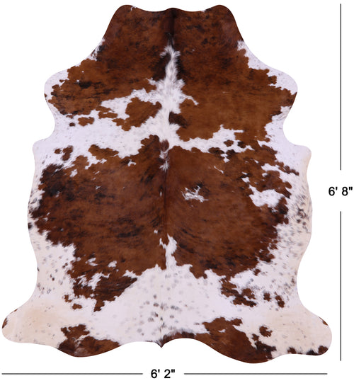 Brown & White Natural Cowhide Rug - Large 6'8
