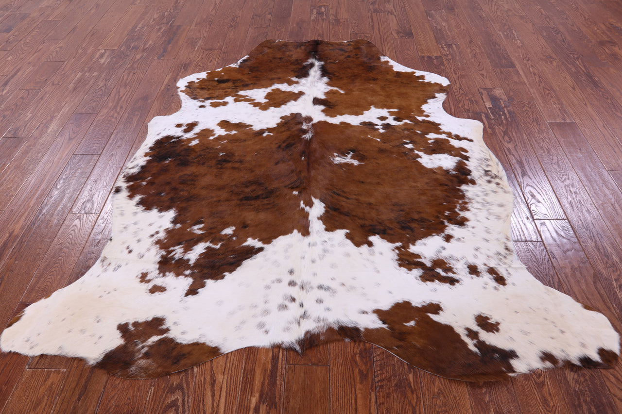 Brown & White Natural Cowhide Rug - Large 6'8"H x 6'2"W