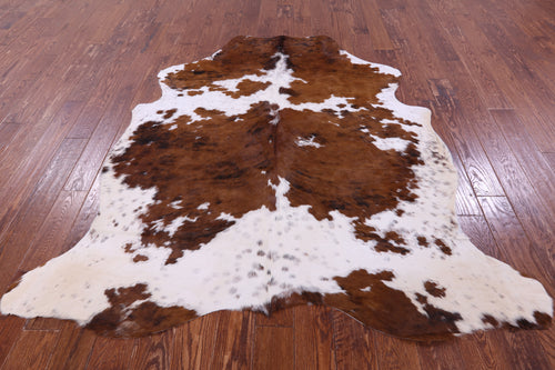 Brown & White Natural Cowhide Rug - Large 6'8