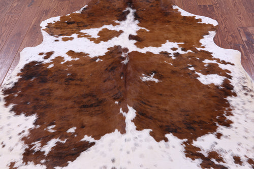 Brown & White Natural Cowhide Rug - Large 6'8