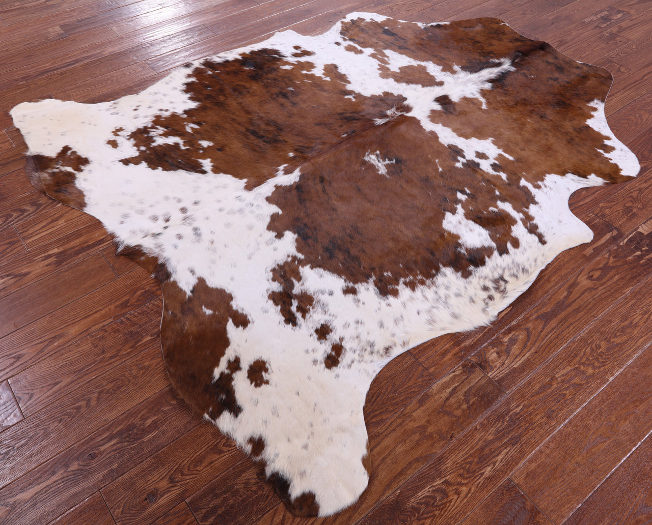 Brown & White Natural Cowhide Rug - Large 6'8"H x 6'2"W