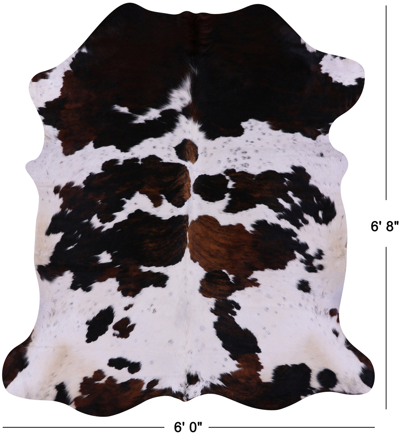 Tricolor Natural Cowhide Rug - Large 6'8"H x 6'0"W