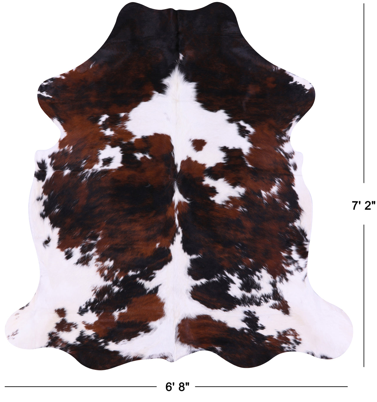 Tricolor Natural Cowhide Rug - XLarge 7'2"H x 6'8"W