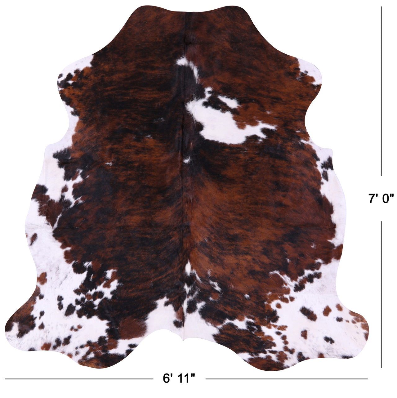 Tricolor Natural Cowhide Rug - X-Large 7'0"H x 6'11"W