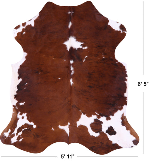 Brown & White Natural Cowhide Rug - Large 6'5