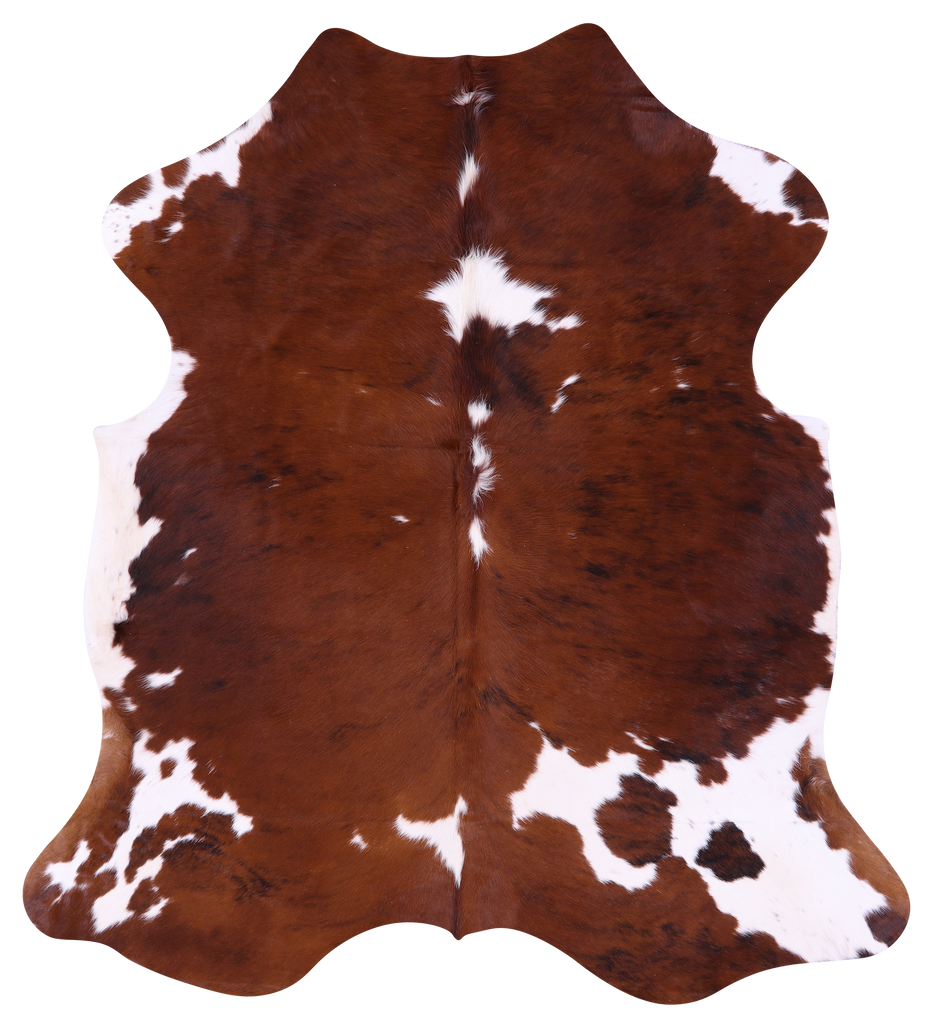 Brown & White Natural Cowhide Rug - Large 6'5"H x 5'11"W