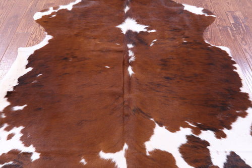 Brown & White Natural Cowhide Rug - Large 6'5