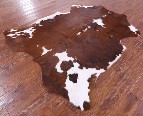 Brown & White Natural Cowhide Rug - Large 6'5