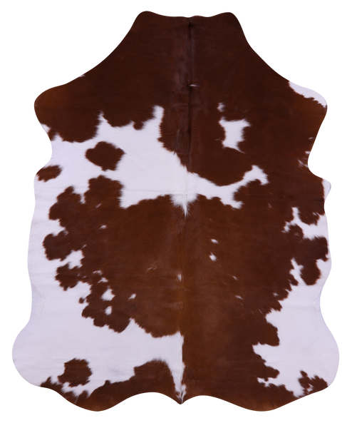 Brown & White Natural Cowhide Rug - Medium 6'2"H x 5'0"W