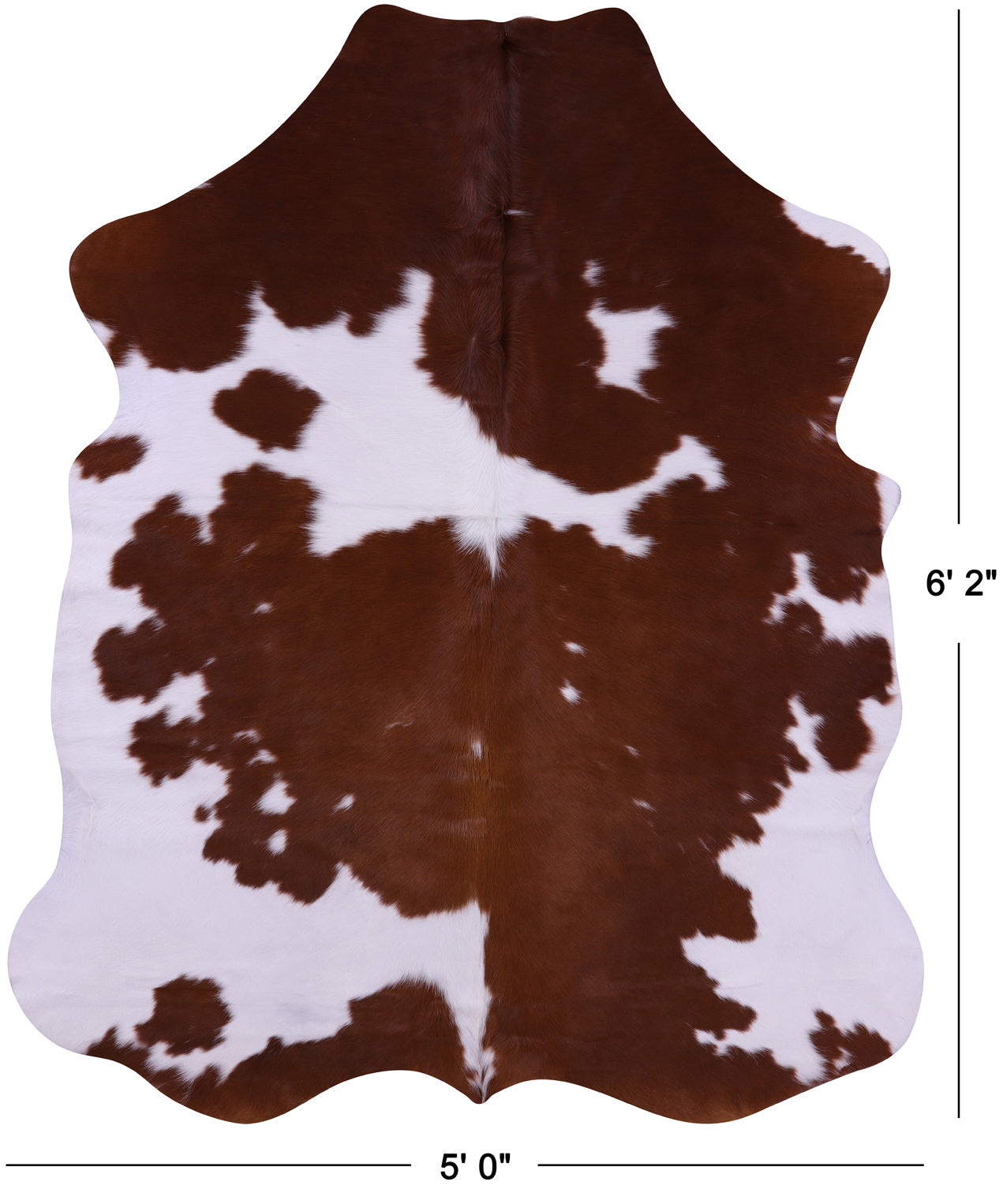 Brown & White Natural Cowhide Rug - Medium 6'2"H x 5'0"W