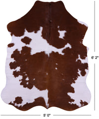 Thumbnail for Brown & White Natural Cowhide Rug - Medium 6'2