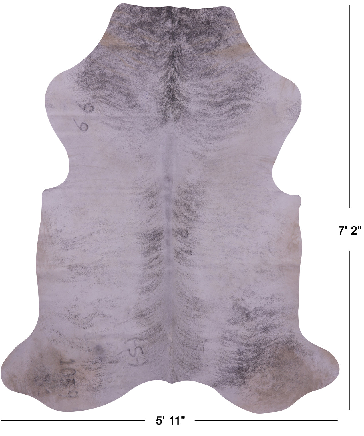 Grey Brindle Natural Cowhide Rug - X-Large 7'2"H x 5'11"W
