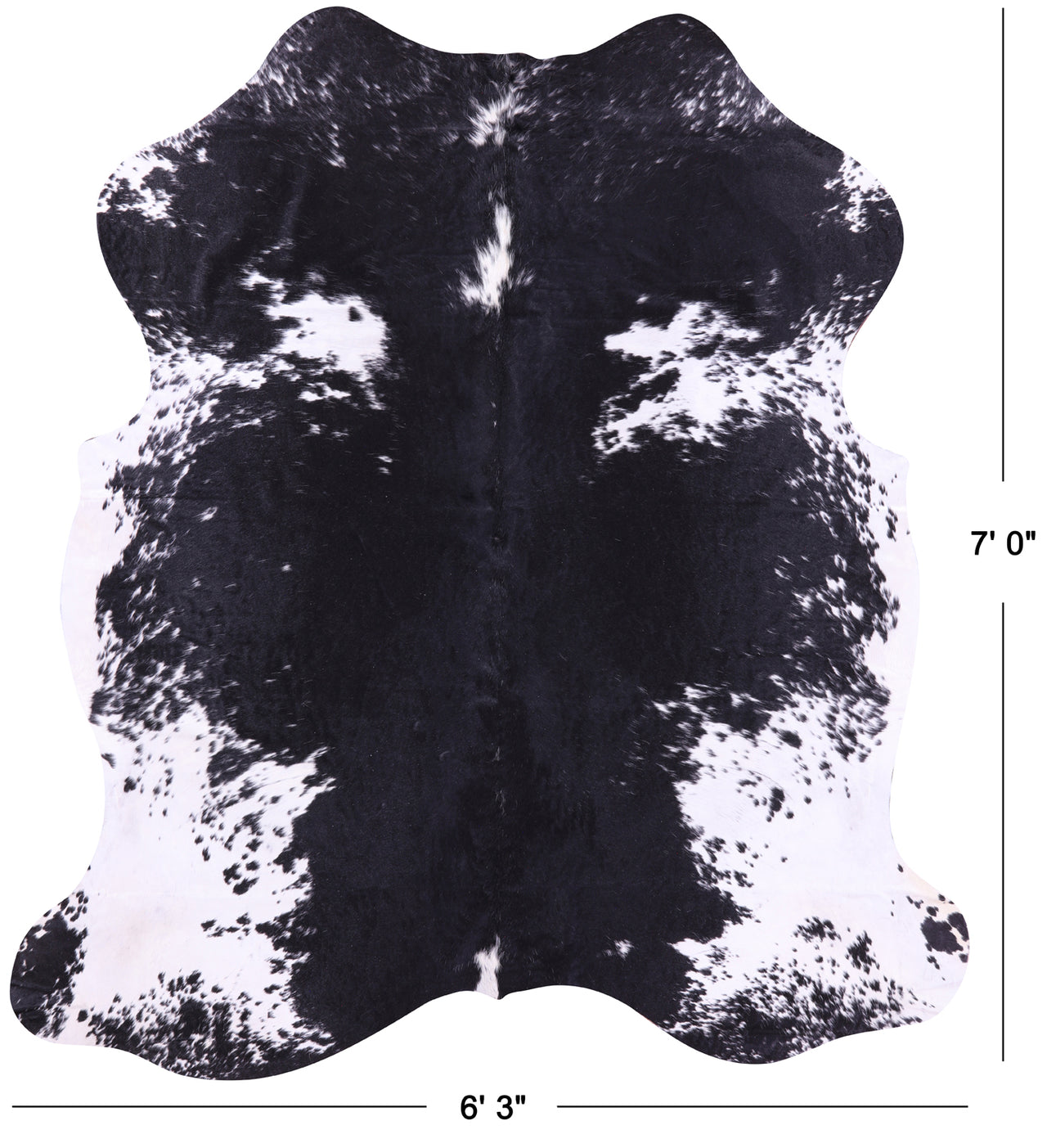 Black & White Natural Cowhide Rug - X-Large 7'0"H x 6'3"W