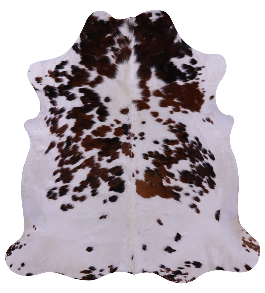 Brown & White Natural Cowhide Rug - X-Large 7'1"H x 6'8"W