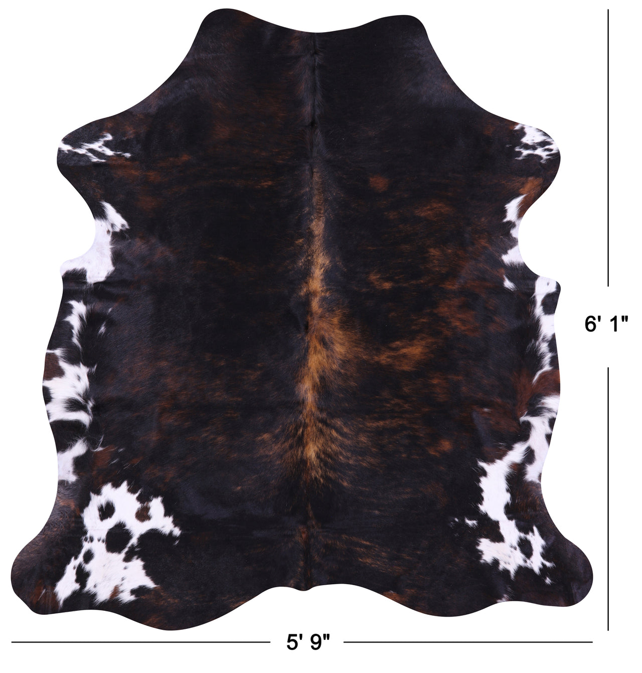 Tricolor Natural Cowhide Rug - Medium 6'1"H x 5'9"W