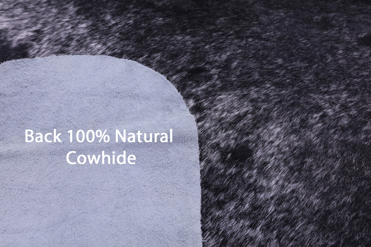 Black Salt & Pepper Natural Cowhide Rug - XX-Large 8'0"H x 6'7"W