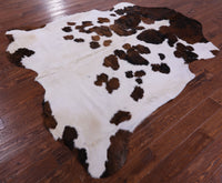 Thumbnail for Brown & White Natural Cowhide Rug - X-Large 7'7