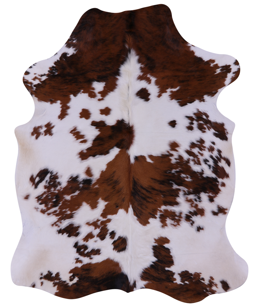 Brown & White Natural Cowhide Rug - Large 6'9"H x 5'5"W