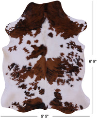 Thumbnail for Brown & White Natural Cowhide Rug - Large 6'9