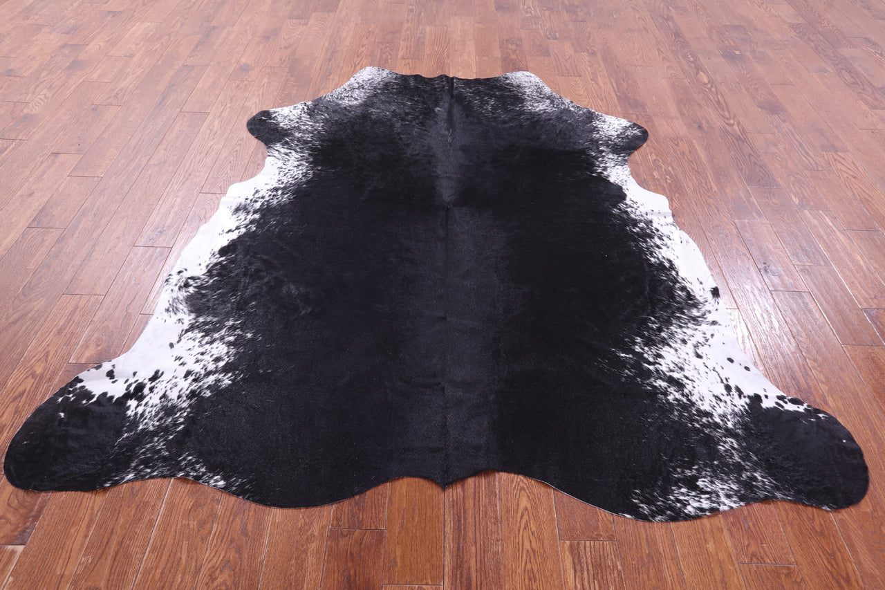 Black & White Salt & Pepper Natural Cowhide Rug - XLarge 7'0"H x 6'10"W