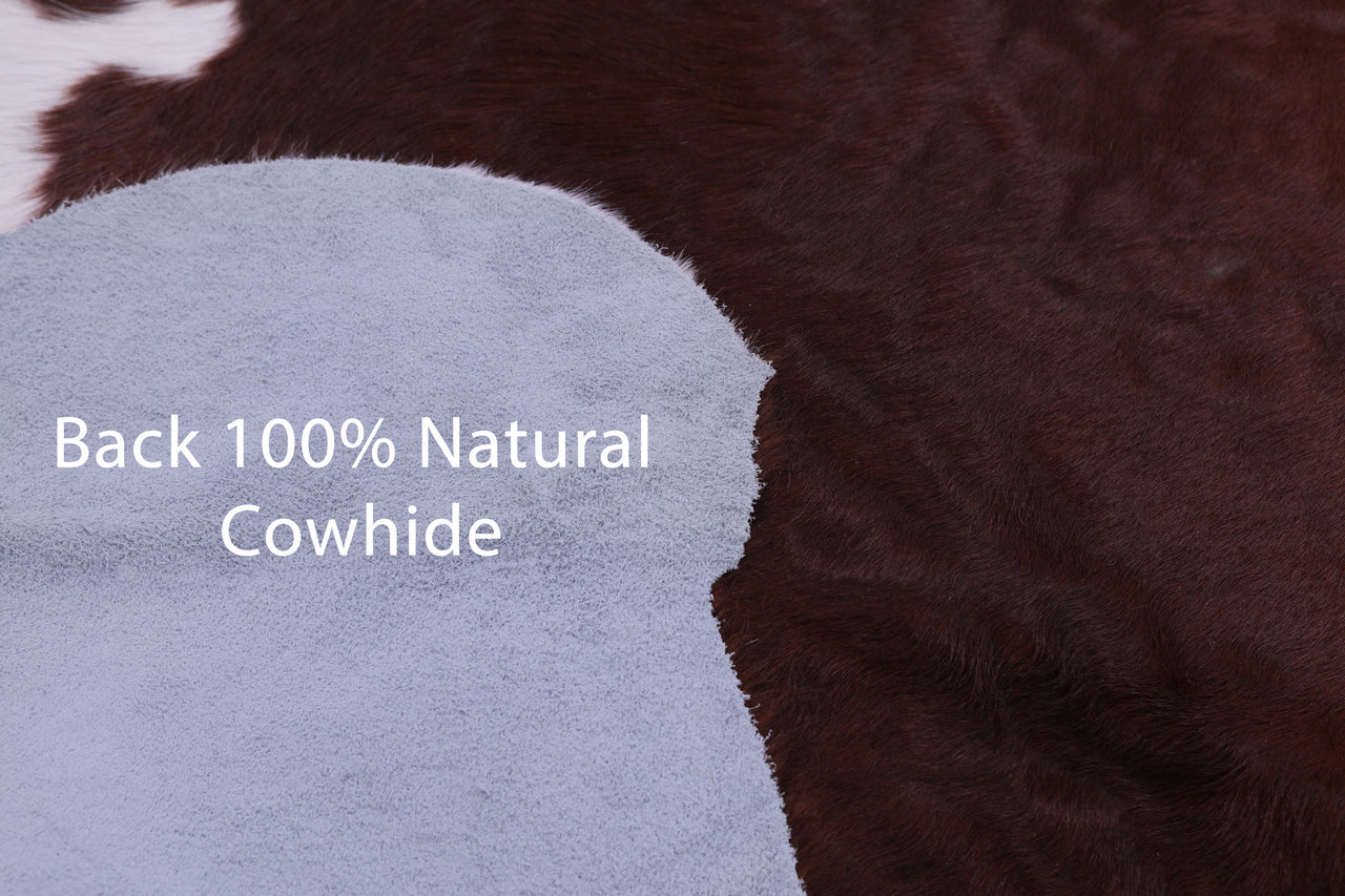 Brown & White Natural Cowhide Rug - XLarge 7'6"H x 5'11"W