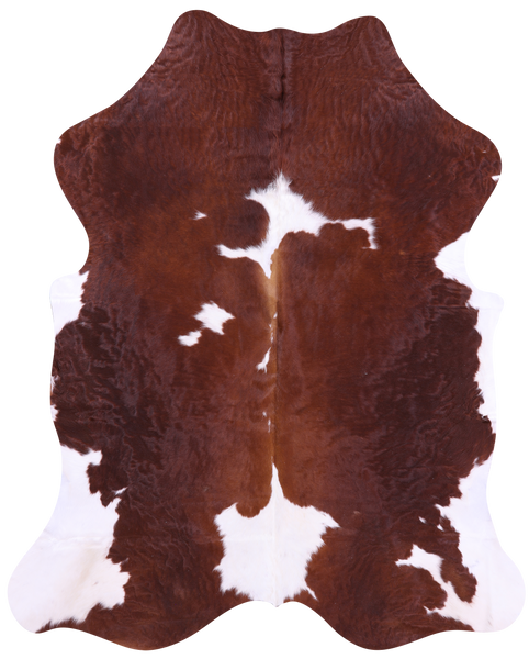 Brown & White Natural Cowhide Rug - XLarge 7'6"H x 5'11"W