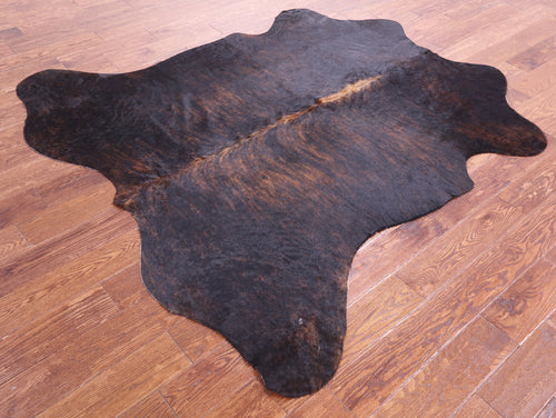 Dark Brindle Natural Cowhide Rug - Medium 6'3