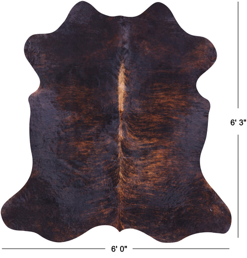 Dark Brindle Natural Cowhide Rug - Medium 6'3