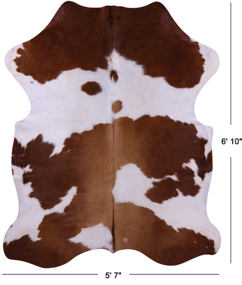 Brown & White Natural Cowhide Rug - Large 6'10