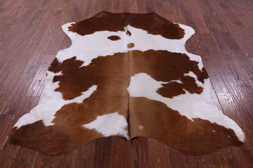 Brown & White Natural Cowhide Rug - Large 6'10
