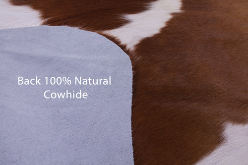 Brown & White Natural Cowhide Rug - Large 6'10