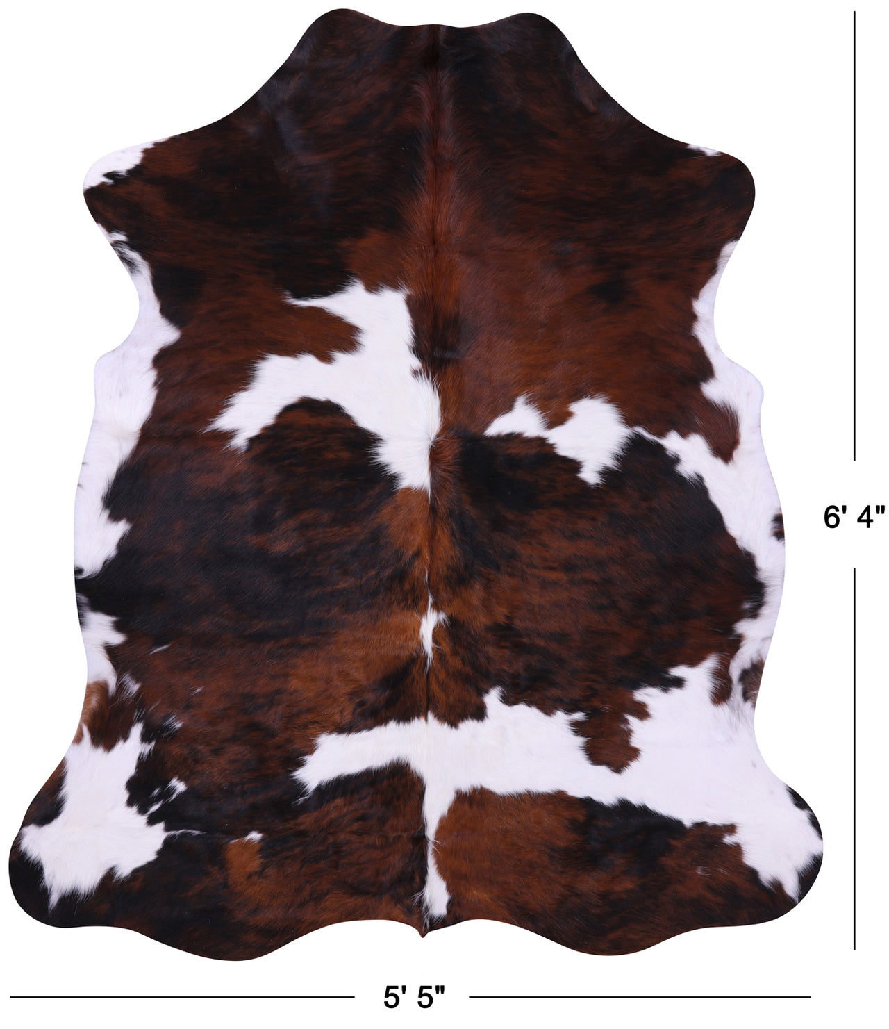 Tricolor Natural Cowhide Rug - Large 6'4"H x 5'5"W