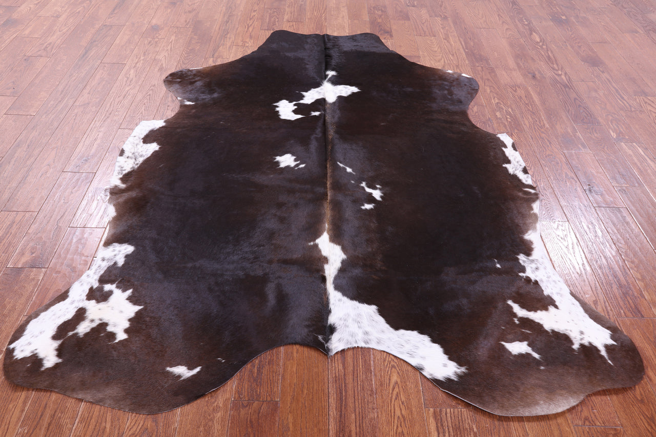 Brown & White Natural Cowhide Rug - XLarge 7'3"H x 6'11"W