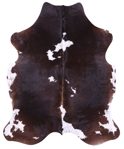 Brown & White Natural Cowhide Rug - XLarge 7'3"H x 6'11"W