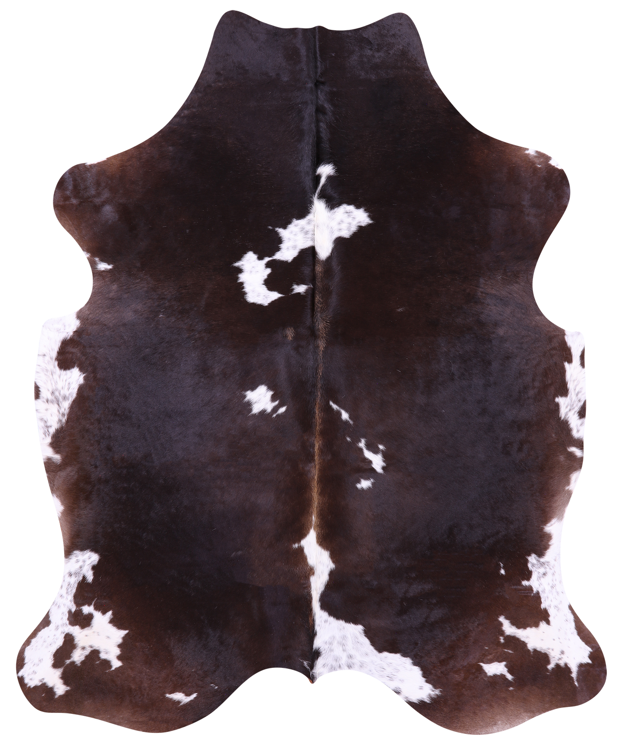 Brown & White Natural Cowhide Rug - XLarge 7'3"H x 6'11"W