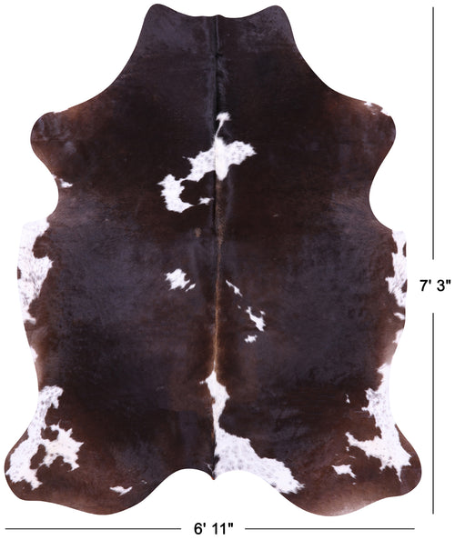 Brown & White Natural Cowhide Rug - X-Large 7'3