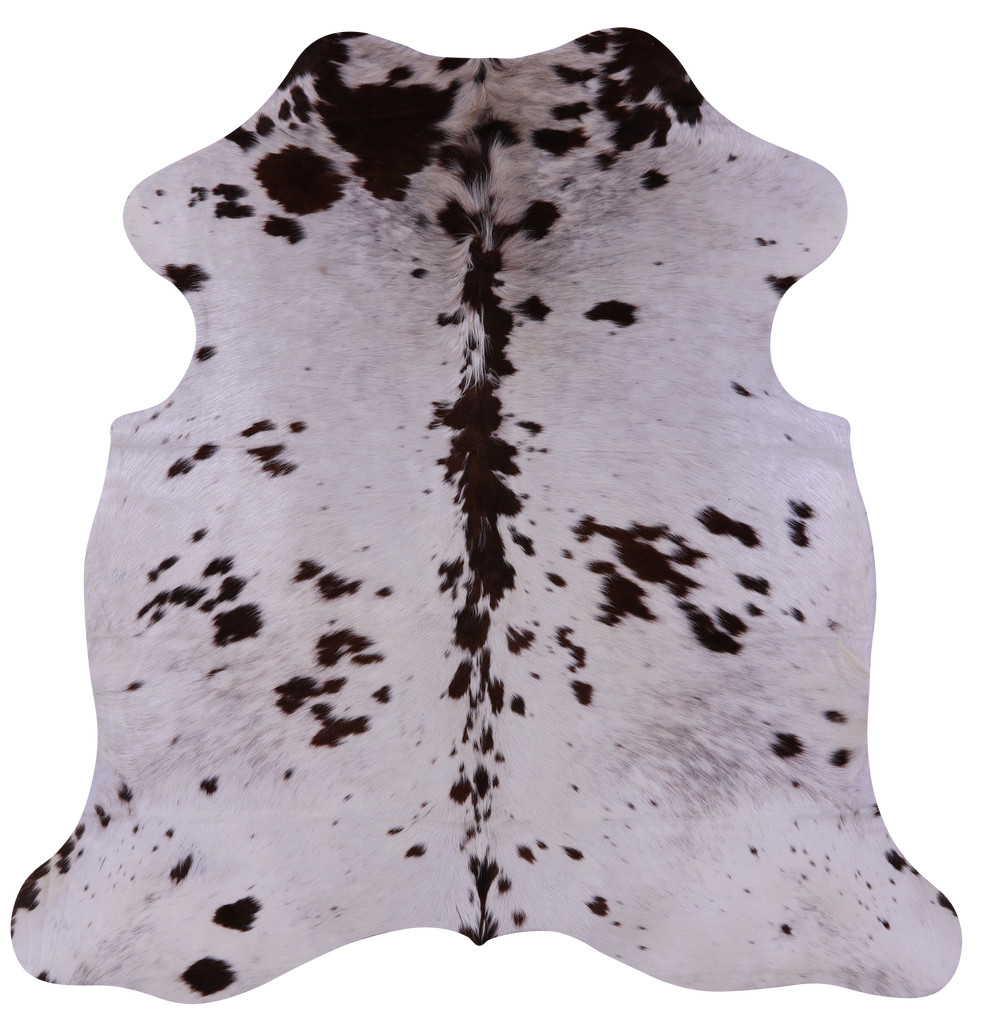 Brown & White Natural Cowhide Rug - Medium 6'3"H x 5'11"W