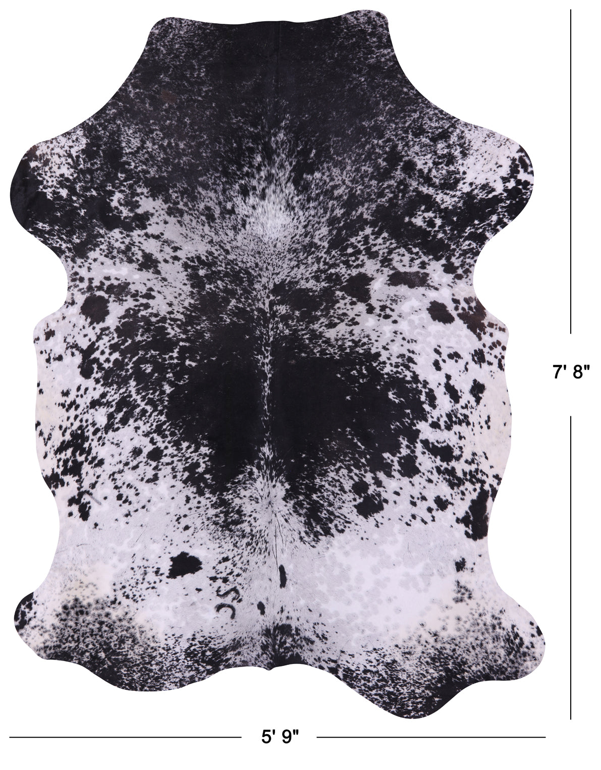 Black Salt & Pepper Natural Cowhide Rug - XX-Large 7'8"H x 5'9"W