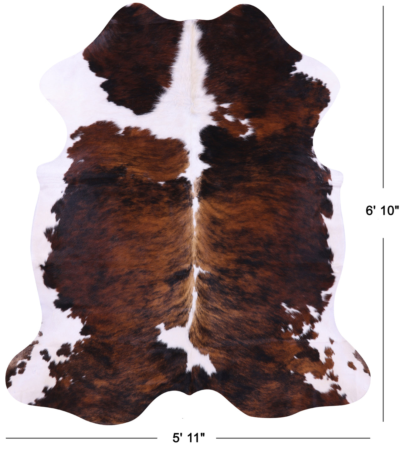 Tricolor Natural Cowhide Rug - Large 6'10"H x 5'11"W