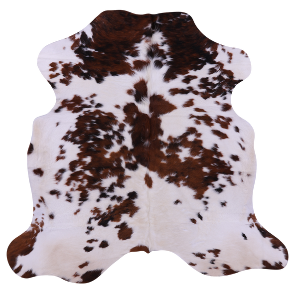 Brown & White Natural Cowhide Rug - Large 6'5"H x 6'5"W