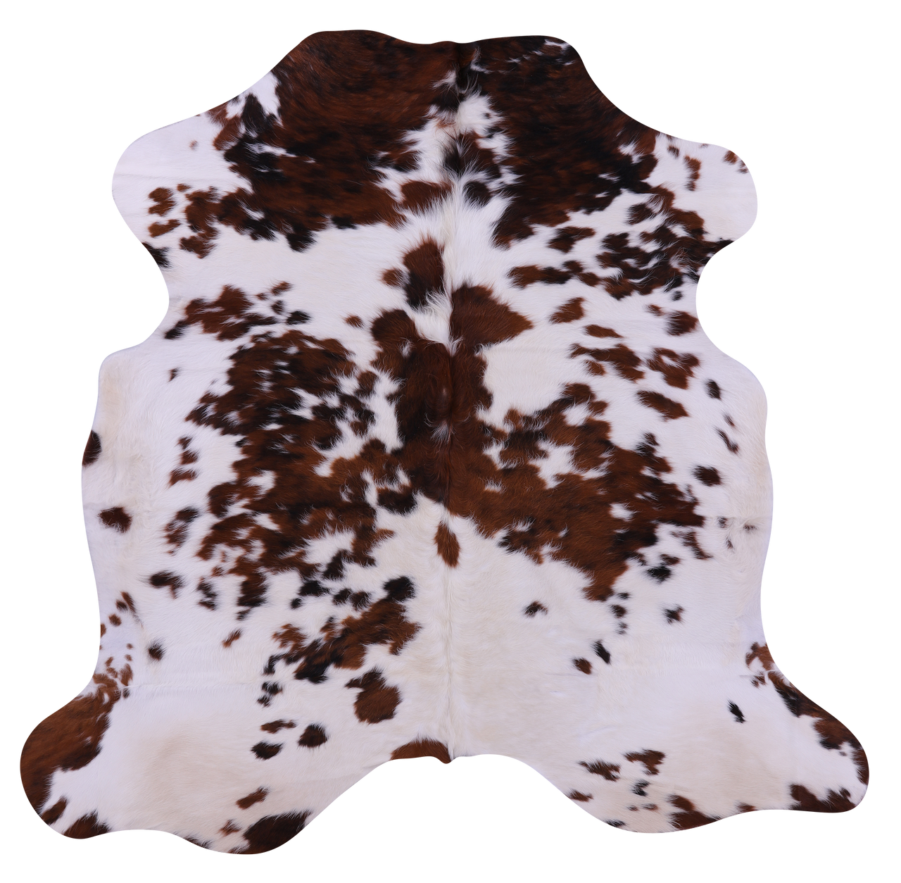 Brown & White Natural Cowhide Rug - Large 6'5"H x 6'5"W