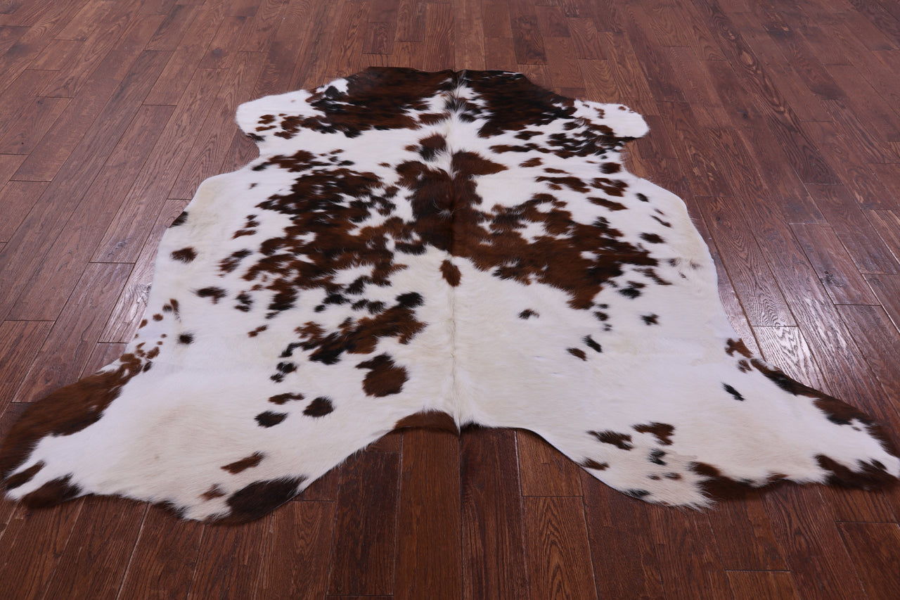 Brown & White Natural Cowhide Rug - Large 6'5"H x 6'5"W