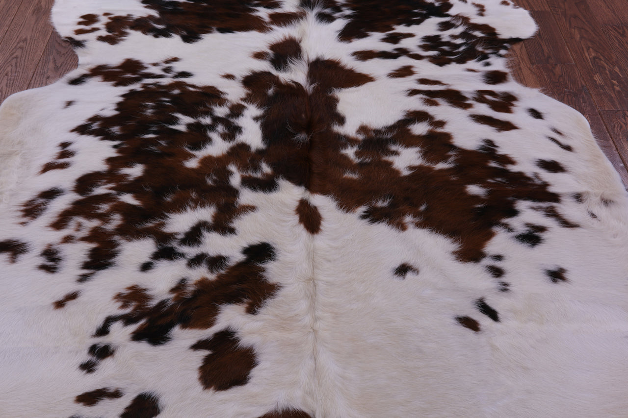 Brown & White Natural Cowhide Rug - Large 6'5"H x 6'5"W