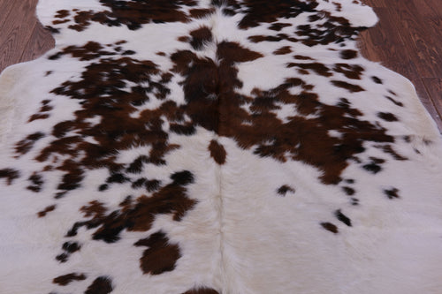 Brown & White Natural Cowhide Rug - Large 6'5