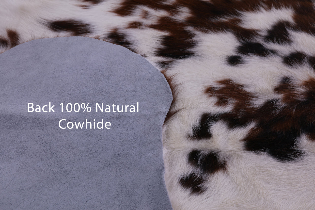 Brown & White Natural Cowhide Rug - Large 6'5"H x 6'5"W